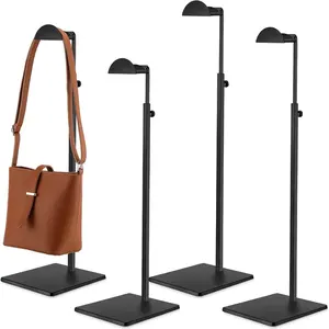 4 Pack Purse Display Stands Stainless Steel Adjustable Height Bags Display Holder for Home Store Boutique Counter (Black)