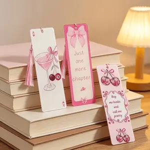Pink Bow Bookmark, Acrylic Bookmark with Tassels, a Pink Bookmark Gift for Book Lovers, Cute Bookmark for Women, Book Accessory, Classroom Reading Supplies