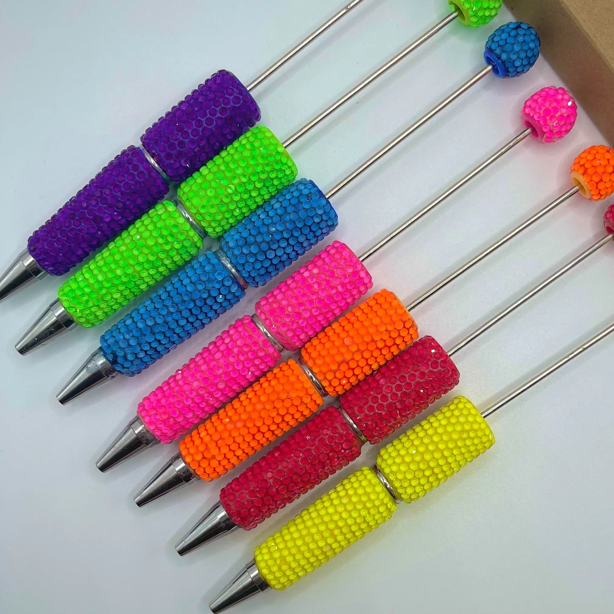 DIY Beaded Pens - Standard Beadable Pens with Rhinestone Cover, Vibrant Colors, Durable Design, Retractable, 1.0 mm Medium Black Ink Tip, DIY Art Gifts for Teachers, Beading & Jewelry Making Craft Supplies