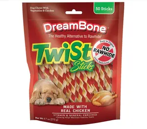 DreamBone Twist Sticks Chews for Dogs, 50 Count, Treat Your Dog to Easy-to-Digest Rawhide-Free Chews Made with Real Vegetables and Chicken