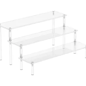 3-Tier Acrylic Display Risers, Clear Organizer Stand for Perfume, Figures, Cupcakes & Countertop Display