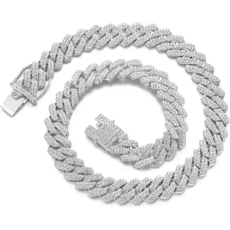 Cuban Link Chain Mens Iced Out Miami Cuban Necklace Cubic Zirconia