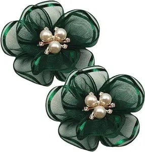 2 Pcs Pearl Flowers Shoe Clips Exquisite Rhinestone, Shoes Charms ,Shoe Accessory
