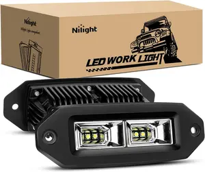 Nilight 2Pcs 40W Flush Mount Flood LED Pods - 40w Power Output, Off-Road Compatible LED Lights Car, Work Light for Jeep Bumper, ATV, SUV Truck
