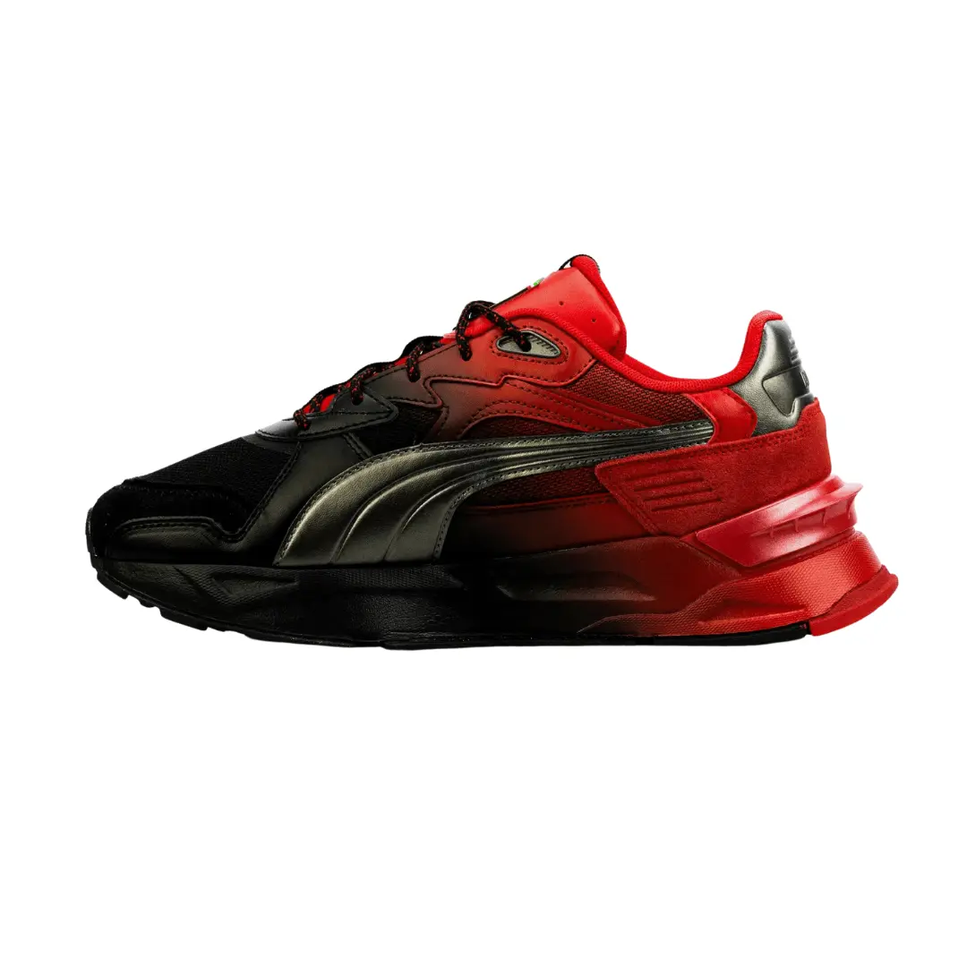 Men's Athletic Running Trainers, Motorsport-Inspired Leather Shoes with Gradient Graphic, Breathable for Outdoor Training, Trendy Running Shoes, Sporty Chic, Scuderia Logo, Gradient Upper, Dj Culture, Dj‑Style Energy