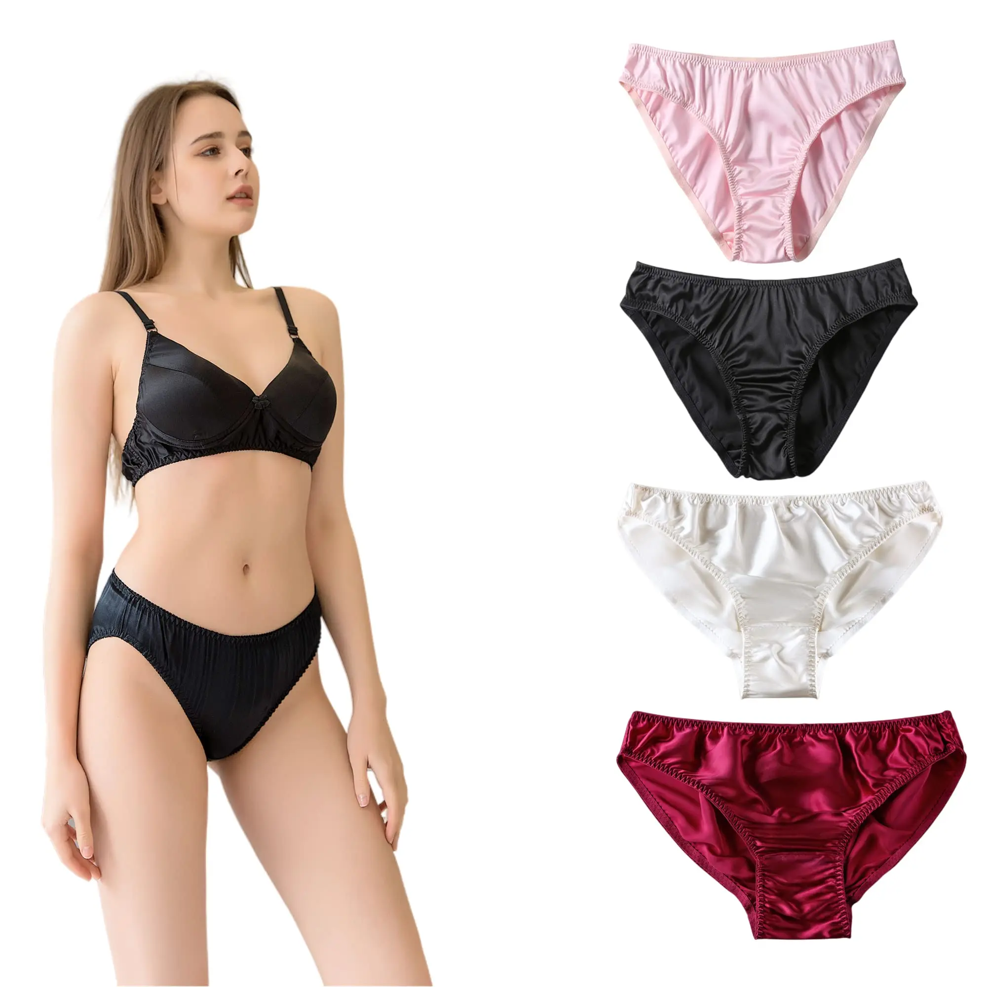 ROSEWARD 100% Mulberry Silk Panties for Women 22 Momme Pure Silk Underwear Bikini Briefs - Womenswear, Lady Breathable Comfort