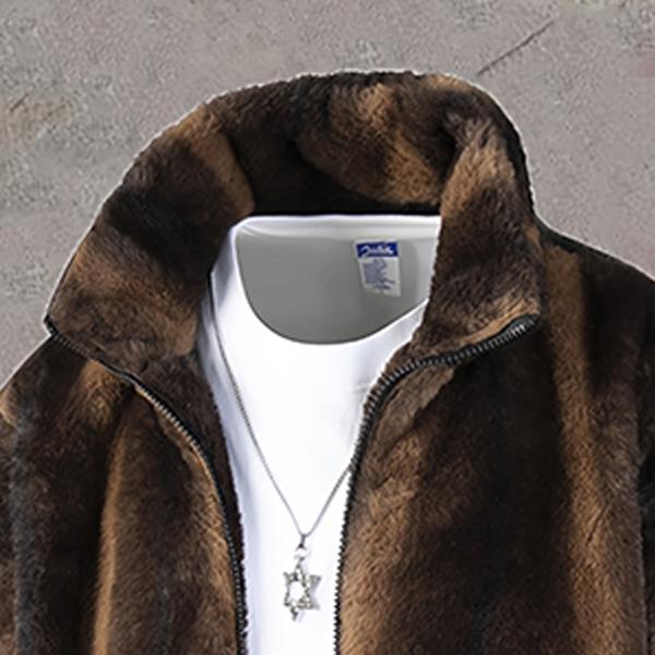 Men's Winter Cotton Jacket Stand Collar Fleece Casual Coat Woolen Overcoat Thickened Warm Cardigan Outerwear Fashion Windproof Stand Collar Jacket Men
