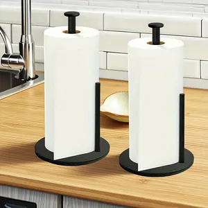 Stainless Steel - Silver Kitchen Roll Organizer | Countertop Roll Dispenser with Weighted Base - Paper Towel Holder