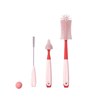 Baby Bottle Cleaning Brush Set - Cleaner with Long Handle, Sports Bottle with Straw Brush, Nozzle/Lid Cleaning Brush for Cleaning Narrow Mouth