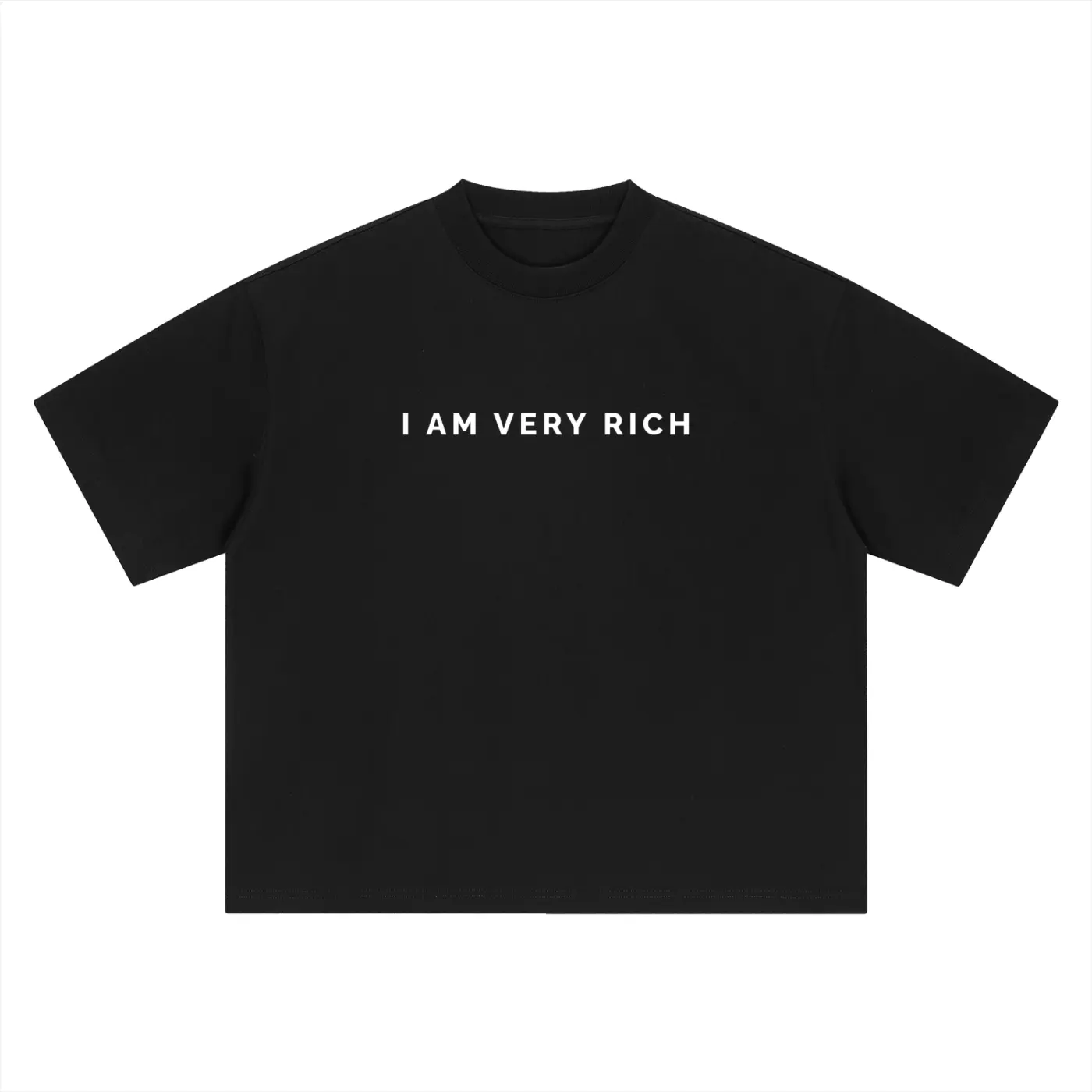 Men's Casual Crew Neck Short-Sleeve Graphic T-Shirt with "I Am Very Rich" Bold Slogan, Soft Stylish Statement Tops for Daily Wear, Streetwear Menswear, No Unnecessary Embellishments, Bold Print