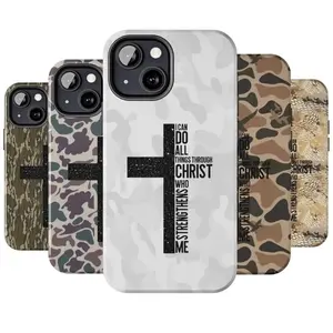 Vintage I Can Do All Things Through Christ Who Strengthens Me Camo Cross Phone Case 11 12 13 14 15 16 17