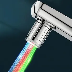 1pc LED Kitchen Faucet Aerator with 7 Color Temperature Control, Hot & Cold Glow Nozzle, 2.36cm Plastic Adapter, Water-Powered Lighting Accessory – Perfect for Christmas & Halloween Gifts