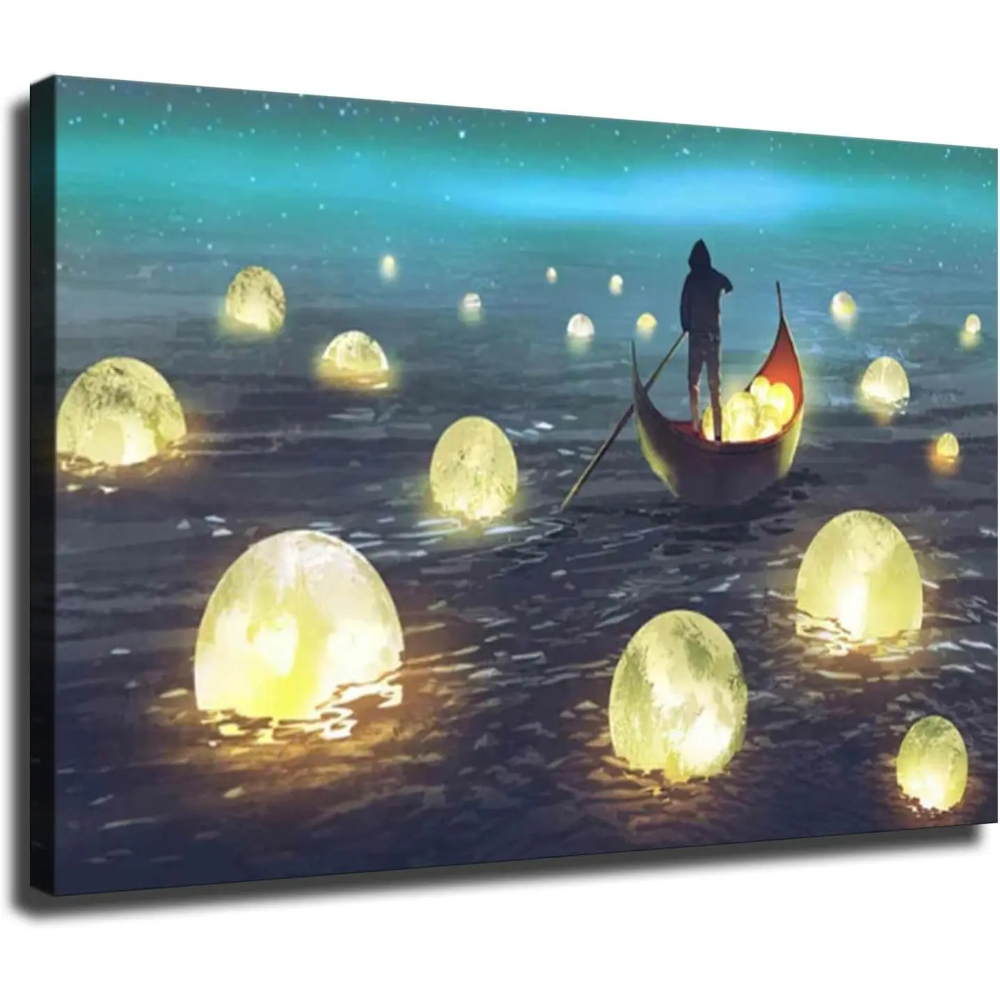 Man Art Canvas, Full Moon Art, Moon Night Poster Canvas Wall Art Modern Decor for Living Room, Office, Bedroom Home Poster