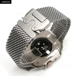 URVOI Milanese loop Band for Apple Watch Ultra 3 2 Series 11 10 9 87 316L stainless steel mesh strap for iWatch Smart Watch Straps parachute buckle