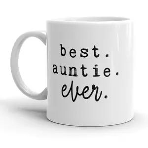 Best Auntie Ever Mug Cute Family Aunt Coffee Cup - 11oz Funny Coffee Mugs Ceramic Printed Drinkware Cup