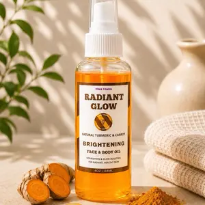 TINA TONER Tones and Glowing & NOURISHING face and BODY OIL turmeric papaya Skincare 4 oz Skin Repair