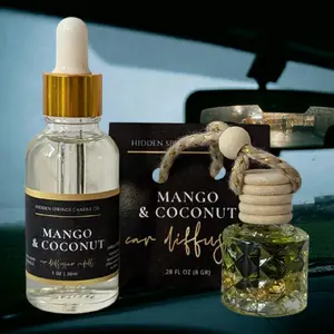 24k Gold Infused Car Diffuser with Refill - 1.28 FL OZ (4.5 mL) - Includes Mango & Coconut Fragrance
