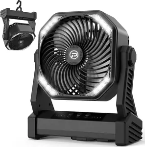 AMACOOL Battery Operated Camping Fan 20000mAh Rechargeable Portable Fan 4 Speed Outdoor Fan with LED Light and Hook for Tent Car Travel Jobsite Fishing Outdoor Hurricane Power Outage
