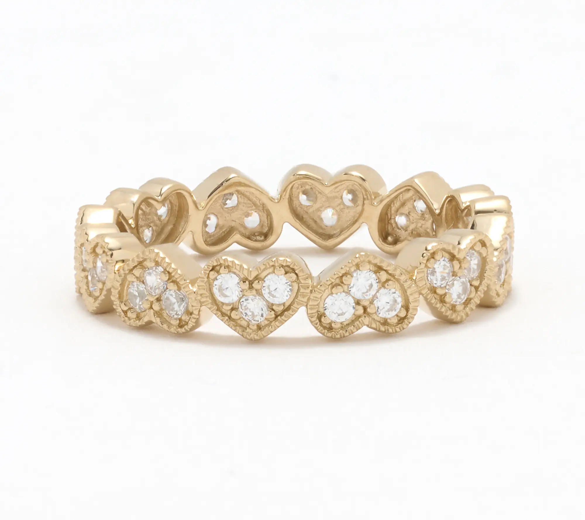 Diamonique Heart Eternity Ring, Sterling Silver