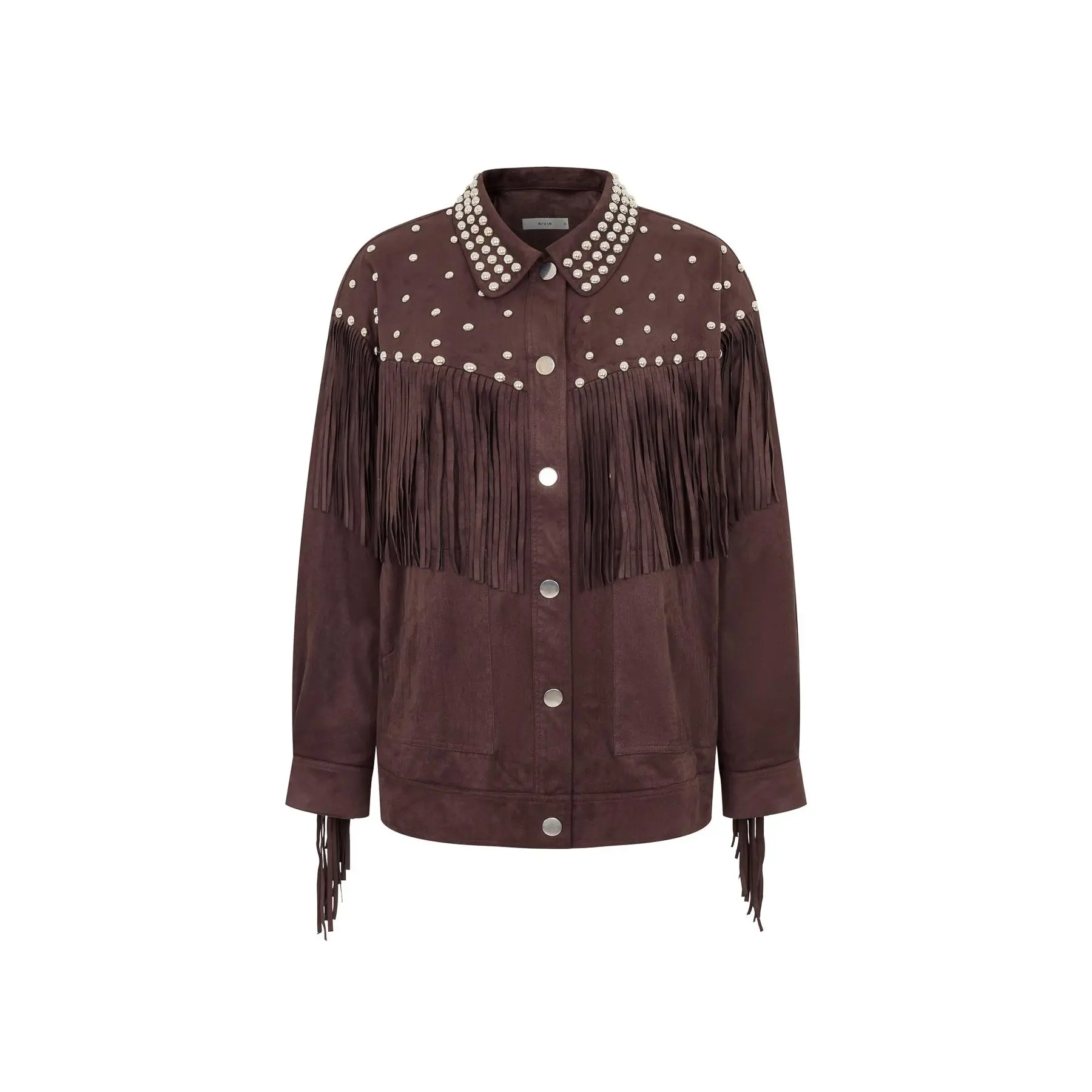 Stud & Fringe Detail Suede Jacket