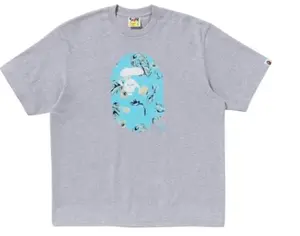 BAPE Vacation Camo Pattern Ape Head Relaxed Fit Tee for Men - Short Sleeve Crew Neck Summer Casual College Style T-Shirt