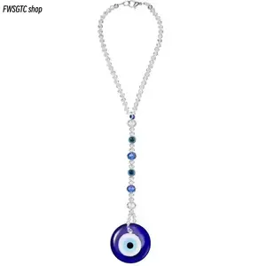 Crystal Blue Demon Eye Pendant, Protective Good Luck Charm with Rainbow Energy. Elegant Hanging Ornament, Practical Trinkets for Car Interior & Home Decor, Meaningful Gift for Blessing & Daily Display