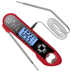 FAVIZITO FAVIZITO 2 in 1 Dual Probe Wired Digital Instant Reading Food Cooking Meat Thermometer, Waterproof Backlit, Built-in Magnet, Stainless Steel Foldable Probe Thermometer, Kitchen Gadgets