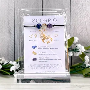 Scorpio Zodiac Adjustable Sliding Knot Bracelet with Affirmation