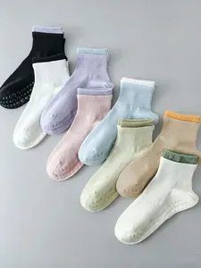 Women's Breathable Anti-Slip Yoga Socks, Spring & Fall Mid-Calf Sports Socks, Professional Pilates Running Socks, All Seasons Wear, Athletic Socks