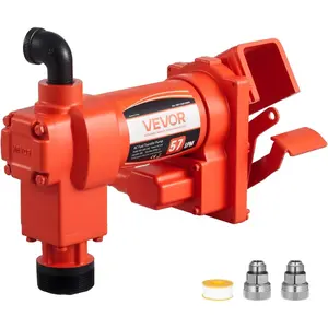 VEVOR Fuel Transfer Pump 110V, 15 GPM 57 L/min, AC Electric Oil Transfer Pump, 8 ft/2.4 m Max Suction Lift, 37 ft/11.28 m Max Lift, Overheat Protection, for Gasoline Diesel Kerosene Biodiesel Ethanol