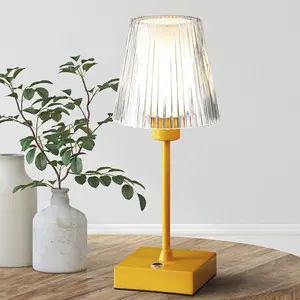 JONATHAN Y Oscar Modern Industrial Rechargeable/Cordless Iron/Acrylic Integrated Portable LED Table Lamp with Ribbed Shade , for bedroom, living room, foyer, hallways, dining room, dorms