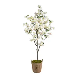 Nearly Natural 6'Cherry Blossom Faux Tree in Farmhouse Planter