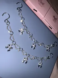 Silver heart Croc chain with removable bow charms  Instant glow-up for your Crocs