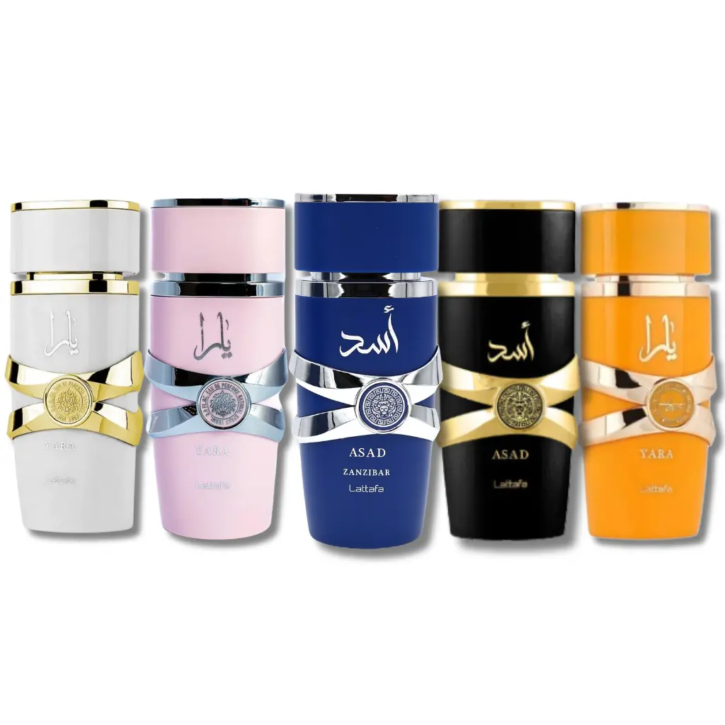Lattafa Unisex Perfumes Variety Gift Set for Adults, 5 Piece Collection with Citrus, Floral & Woody Musk Notes, 3.4 oz EDP Sprays, Citrus Woody Musk, Edp Perfume Set, Fragrances, Casual, Multi-Pack, Floral Scented Perfume