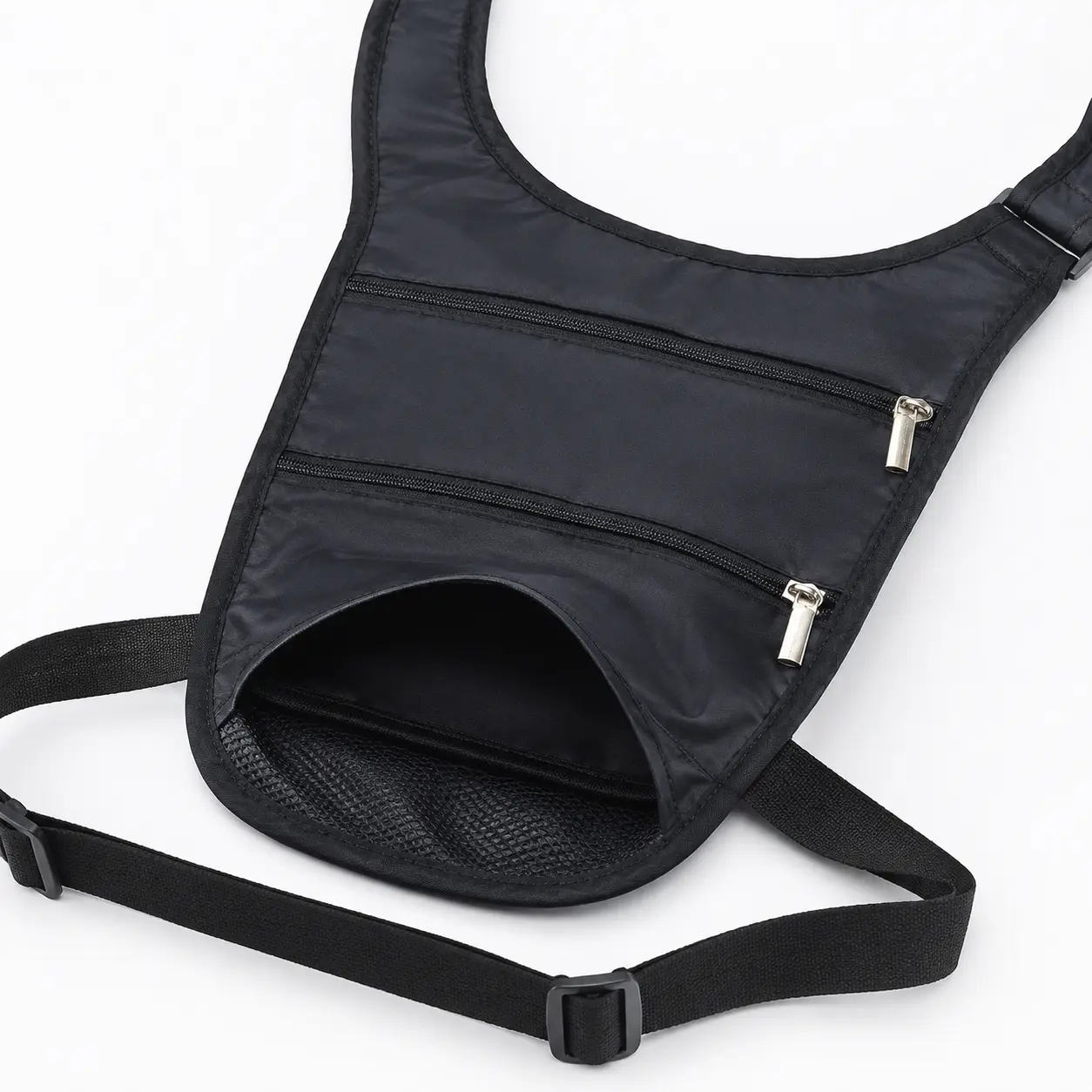 1 Piece, Hidden Underarm Travel Pouch Water Resistant Dual Zipper Pockets with Adjustable Strap for Travel and Outdoor Use