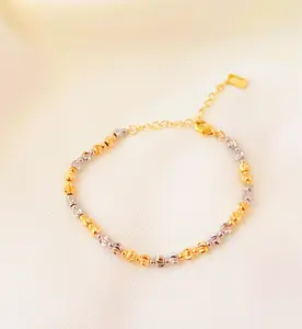 Trendy Fashionable Mini Bubble Beads Bracelet 18K Gold Plated Stainless Steel