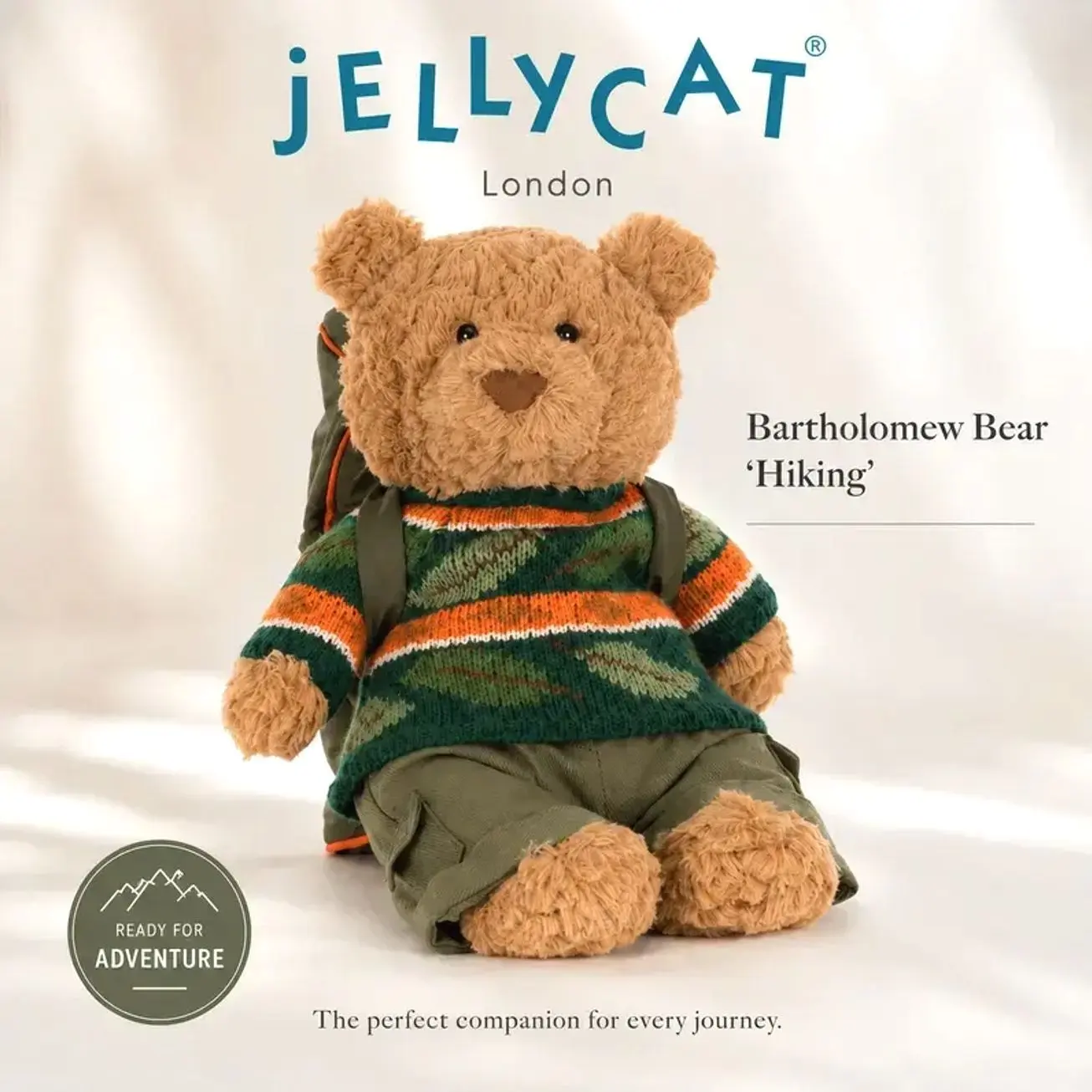 Jellycat Bartholomew Bear Hiking Plush Backpack Teddy Bear Soft Stuffed Animal