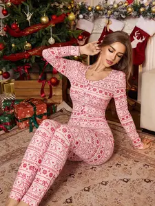 Pink Bear Pajama Romper - Cozy One-Piece Sleepwear for Women & Teens