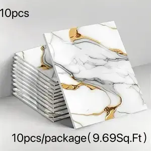 10/20 pieces marble self-adhesive splash-proof wall panels, waterproof bathroom decorative panels, self-adhesive wall stickers, PVC foam wall panels, suitable for kitchen, bathroom and living room. Not real tiles, size 11.8 inches × 11.8 inches