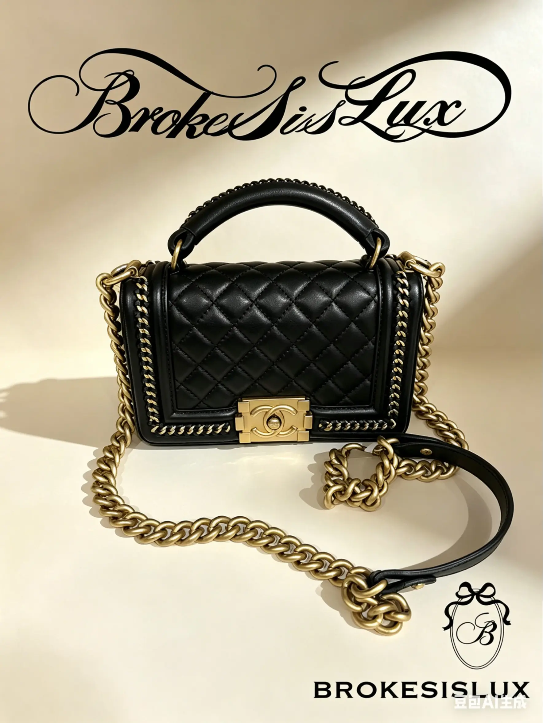 Pre-owned CHANEL Black Lambskin Quilted Boy Flap Bag with Chain Handle