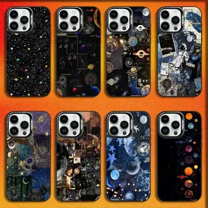 Space Planet Stars Universe Phone Case For iPhone17, 16,15,14,13,12,11,Mini,Pro,E,MAX Black Candy Matte Shockproof Cover