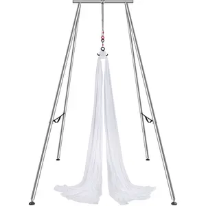 VEVOR Aerial Yoga Frame & Yoga Hammock,  9.67 ft Height Professional Yoga Swing Stand Comes with 6.6 Yards Aerial Hammock, Max 551.15 lbs Load Capacity Yoga Rig for Indoor Outdoor Aerial Yoga, White