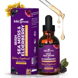 KIKI Green Liquid Irish Sea Moss + Elderberry Drops - Ultra Concentrated Sea Moss Supplement for Immune Support, Health Support & Fitness