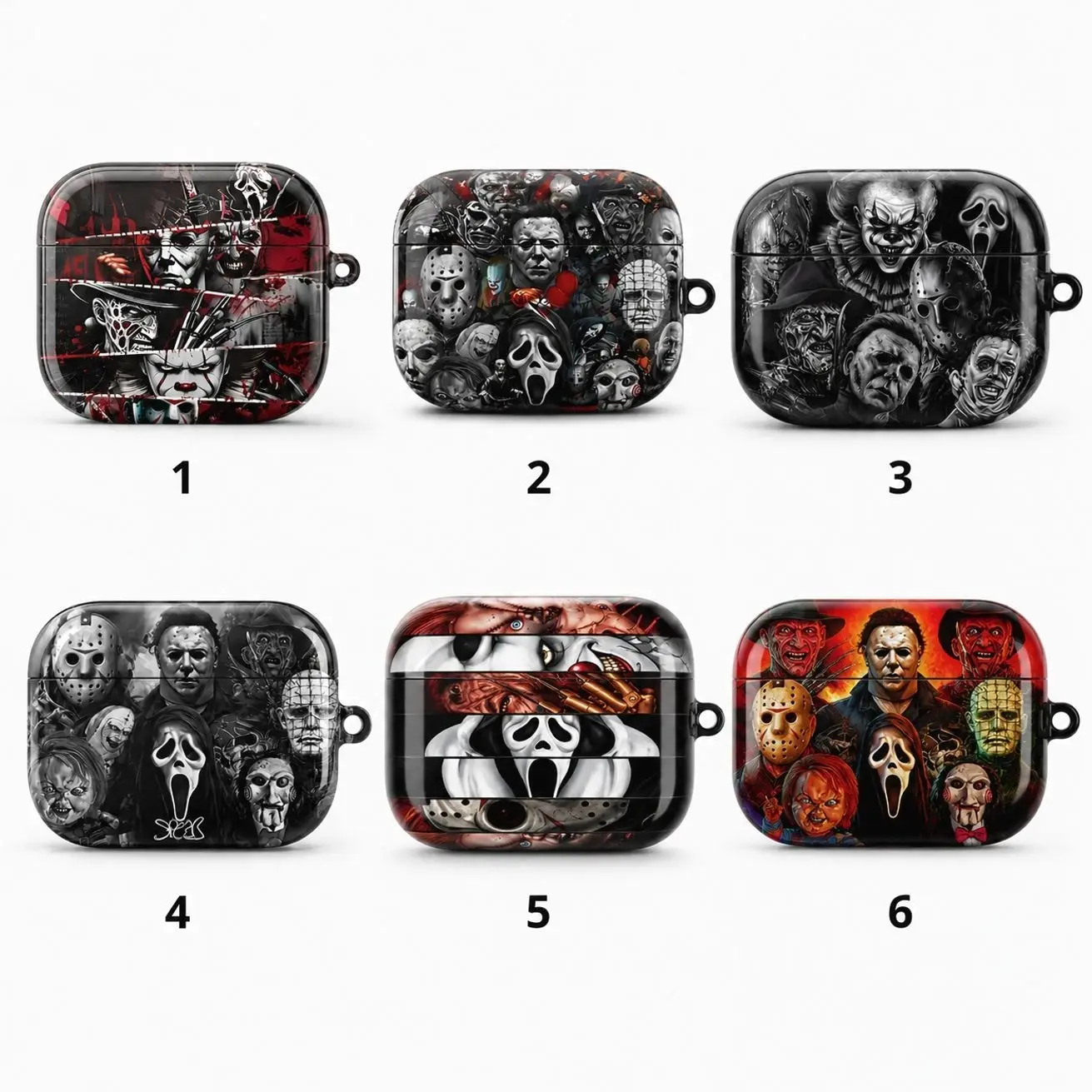 Dark Horror Mask AirPods Case, Spooky Movie Graphic Earbuds Cover for AirPods 1 2 3 4 & Pro 1 2 3, Gothic Halloween Protective Case