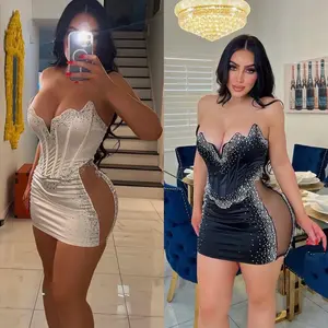 Rhinestones Sparkly mini birthday dress formal event