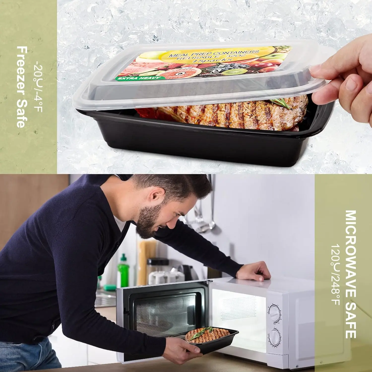 15 Pack- Meal Prep Containers 32oz, Plastic Food Prep Containers ...