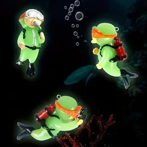 2PCS luminous diver aquarium decoration, floating PVC fish tank decoration with fluorescent color-ideal aquatic landscape enhancer