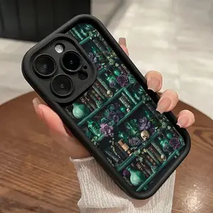 Vintage Bookshelf Skull Pattern Phone Case for iPhone 16 15 14 Pro Max 13 12 11 XR XS Plus Shockproof Full Camera Protection Durable slim Silicone Cover