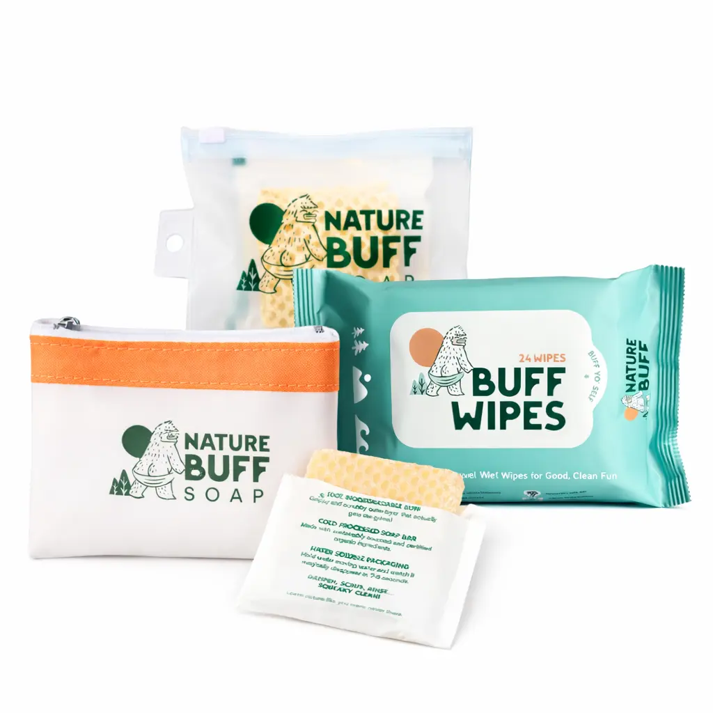 Nature Buff Travel Cleaning Starter Kit with Wipes Soap & Compact Travel Case for Everyday & Travel Use Compact Versatile Cleaning Essentials