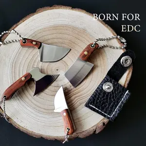 Mini Tool Keychain Set (4pcs) - Decorative Axe/Knife Shaped Keychains with PU Sheath, Portable EDC Accessories for Collection, Home Decor & Unique Gift